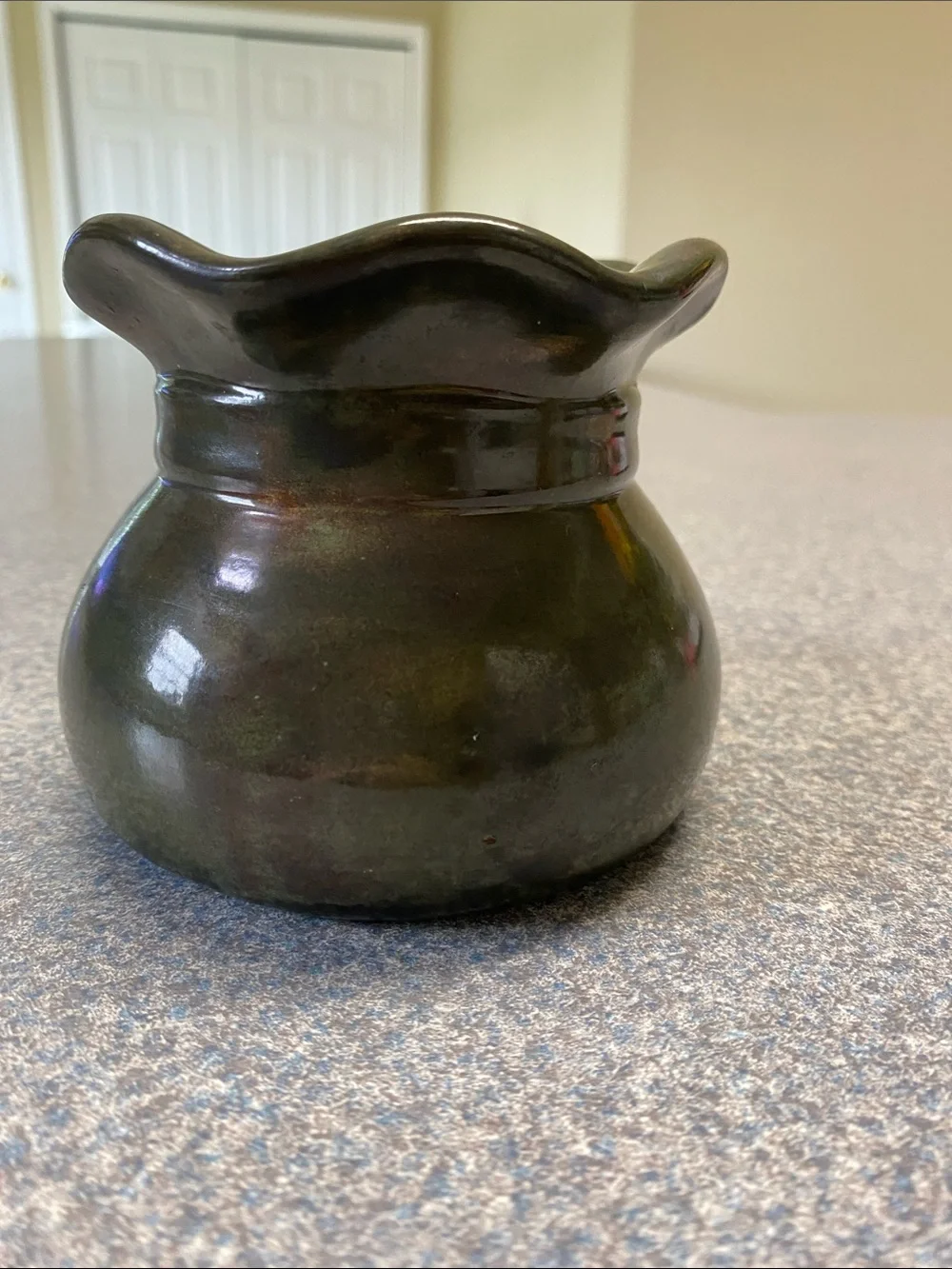 Hand Crafted Olive Green Ceramic Accent Vase